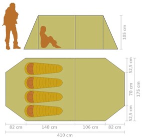 Σκηνή Camping 9 Ατόμων Γκρι / Πορτοκαλί - Γκρι