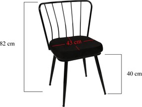 Καρέκλα 2τμχ Μαύρο YILDIZ 43x42x82