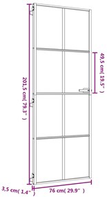 Εσωτερική Πόρτα Χρυσή 76 x 201,5 εκ. Ψημένο Γυαλί &amp; Αλουμίνιο - Μαύρο