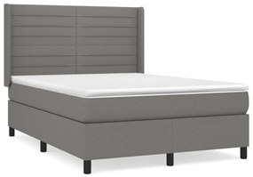 ΚΡΕΒΑΤΙ BOXSPRING ΜΕ ΣΤΡΩΜΑ ΣΚΟΥΡΟ ΓΚΡΙ 140X200 ΕΚ ΥΦΑΣΜΑΤΙΝΟ 3131514