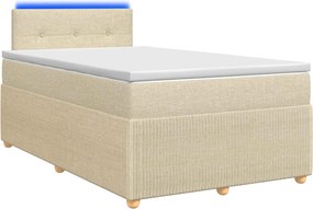 vidaXL Κρεβάτι box spring με στρώμα Κρεμ 120 x 200 cm Ύφασμα
