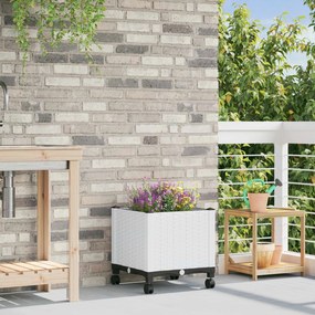 vidaXL Κήπος Γλαστράκι με Ροδάκια Λευκό 40 x 40 x 44 cm PP