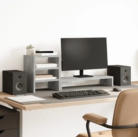 vidaXL Βάση Οθόνης με Organiser Γραφείου Γκρι Σκυρ. από Επεξ. Ξύλο