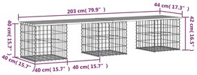 Πάγκος Κήπου Συρματοκιβώτιο 203x44x42 εκ. Μασίφ Ψευδοτσούγκα - Καφέ