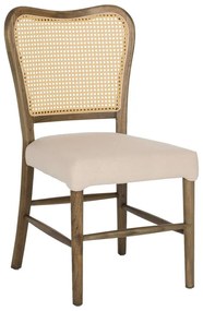 Καρέκλα HM9406.04 47x52x91,5cm Toon Ξύλο Rattan Ύφασμα Beige