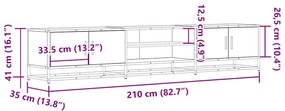 Έπιπλο Τηλεόρασης Καφέ Δρυς 210x35x41 εκ. Επεξεργασμένο Ξύλο - Καφέ