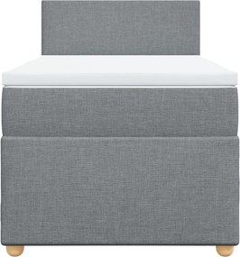 vidaXL Κρεβάτι Boxspring με Στρώμα Ανοιχτό Γκρι 100x200 εκ. Υφασμάτινο