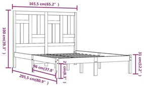 Πλαίσιο Κρεβατιού 160 x 200 εκ. από Μασίφ Ξύλο Πεύκου - Καφέ