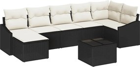 vidaXL Σετ Καναπέ με μαξιλάρι 8 pcs Μαύρο συνθετικό ρατάν