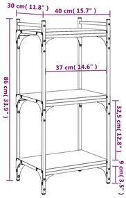 Βιβλιοθήκη 3 Επιπέδων Γκρι Sonoma 40x30x86 εκ. Επεξεργ. Ξύλο - Γκρι