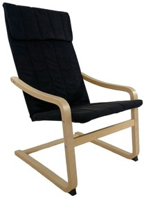 Πολυθρόνα ArteLibre NORDVIK Μαύρο/Φυσικό Ύφασμα/Ξύλο 60x71x105cm