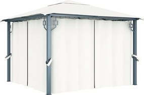 vidaXL Κιόσκι με Κουρτίνα Κρεμ 300 x 300 εκ. Αλουμινίου