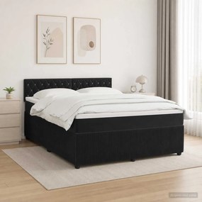 vidaXL Κρεβάτι box spring με στρώμα Μαύρο 180 x 200 cm Βελούδο