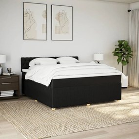 Κρεβάτι Boxspring με Στρώμα Μαύρο 180x200 εκ. Υφασμάτινο - Μαύρο