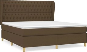 vidaXL Κρεβάτι Boxspring με Στρώμα Σκούρο Καφέ 180x200 εκ Υφασμάτινο