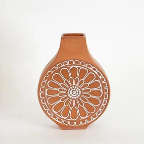 Βάζο Κεραμικό Terracotta-Λευκό 16,1x7x23,8εκ. ESTHETI 752-20228