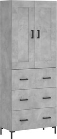 vidaXL Ντουλάπι Γκρι Σκυροδέματος 69,5x34x180 εκ. Επεξεργασμένο Ξύλο
