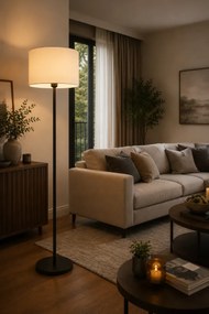 Stewehome Φωτιστικό δαπέδου με μαύρη βάση και κυλινδρικό καπέλο