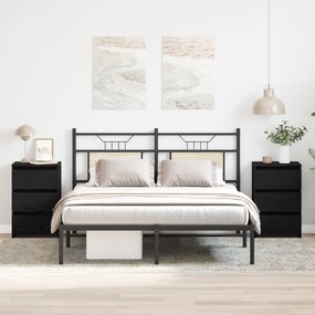 vidaXL Κομοδίνα 2 τεμ Μαύρο Βαθύ 40x35x62,5 εκ Επεξεργασμένο Ξύλο
