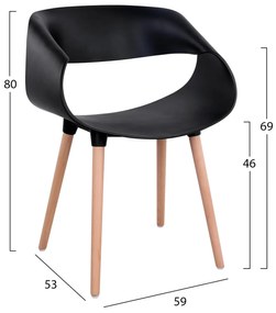 Σετ τραπεζαρίας MAGGIE C21187 5τμχ σε Μαύρο MDF TOP &amp; Καρέκλα Πολυπροπυλενίου 120x120x74 εκ.