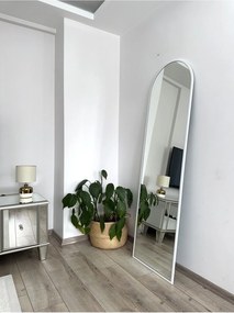 Stewehome Οβάλ καθρέφτης με μεταλλικό πλαίσιο και βάση Λευκό 180x50x1.5 cm