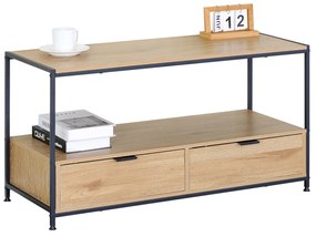 Τραπεζάκι Σαλονιού ArteLibre WEXLEY Δρυς/Μαύρο Μοριοσανίδα/Μέταλλο 100x40x50cm