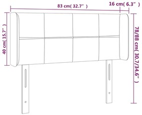vidaXL Κεφαλάρι Κρεβατιού LED Σκούρο Γκρι 83x16x78/88 εκ. Βελούδινο