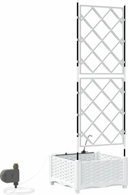 vidaXL Γλάστρα Κήπου Λευκό 40 x 40 x 126 cm Ατσάλι