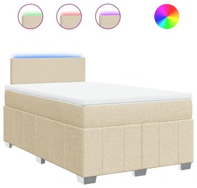 vidaXL Κρεβάτι Boxspring με Στρώμα Κρεμ 120x200 εκ. Υφασμάτινο