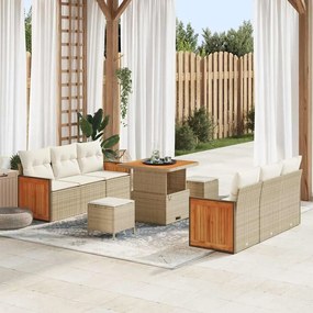 vidaXL Σετ Καναπέ Κήπου 9 pcs μπεζ και κρεμ 80 x 80 x 71 cm