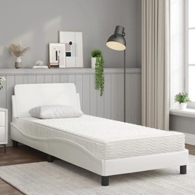 vidaXL Κρεβάτι με Στρώμα Λευκό 80 x 200 εκ. Συνθετικό Δέρμα