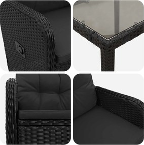 vidaXL Σετ Εξωτερικής Τραπέζης 9 pcs Μαύρο 190 x 90 x 75 cm
