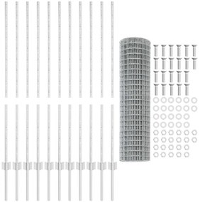 vidaXL Φράχτης με Στήλες. Ασημί 1.2 x 25 m Ατσάλι