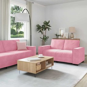 vidaXL Σετ Καναπέδων 3 Τεμαχίων με Μαξιλάρια Ροζ Βελούδο