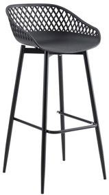 BAR STOOL  BLACK POLYPROPYLENE AND BLACK METAL LEGS 45x45x97Hcm.