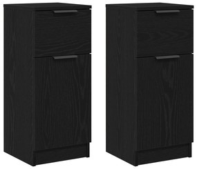vidaXL Μαύρος Δρυς Sideboard 30x30x70 εκ MDF