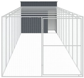 vidaXL Σπιτάκι Σκύλου με Αυλή Ανθρακί 214x1069x181 εκ. Γαλβαν. Χάλυβας