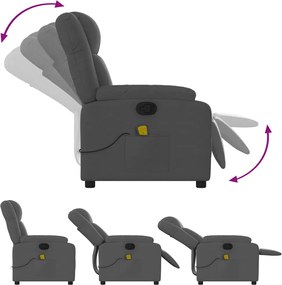 vidaXL Πολυθρόνα Μασάζ Ανακλινόμενη Σκούρο Γκρι Υφασμάτινη