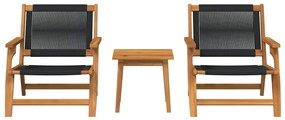 vidaXL Κήπου Καρέκλες με Τραπέζι 3 pcs Μαύρο Στερεό Ξύλο Ακακίας