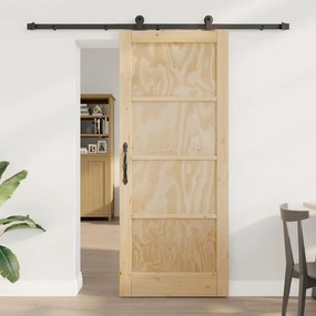 vidaXL Συρόμενη Πόρτα με Σετ Υλικών 83x202 εκ Μασίφ Ξύλο Πεύκου
