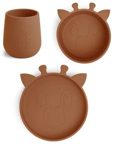Nuuroo Judi Σετ φαγητού σιλικόνης 3τμχ Giraffe Caramel Cafe