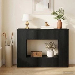 vidaXL Τραπέζι κονσόλας Ριγέ Μαύρο 101 x 29 x 74 εκ.