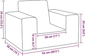 vidaXL Καναπές Παιδικός Ανθρακί από Μαλακό Βελουτέ Ύφασμα
