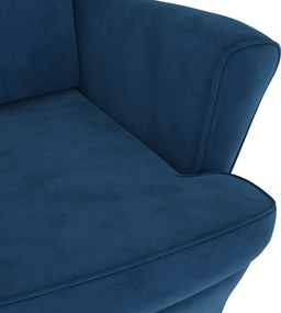 vidaXL Πολυθρόνα Μπλε Βελούδινη με Σκαμπό
