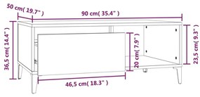 Τραπεζάκι Σαλονιού Καπνιστή Δρυς 90x50x36,5 εκ. Επεξεργ. Ξύλο - Καφέ