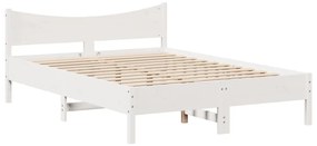 vidaXL Πλαίσιο Κρεβατιού Κεφαλάρι Λευκό 150x200εκ Μασίφ Πεύκο