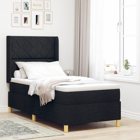 vidaXL Κρεβάτι Box Spring με Στρώμα Μαύρο 100x200 cm Υφασμάτινο