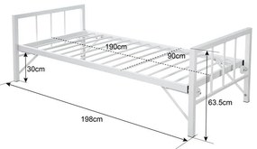 Καναπές - Κρεβάτι Remmie Μέταλλο Λευκό 198x94x86 εκ. 94x198x86 εκ.