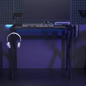 vidaXL Γραφείο Gaming Μαύρο 90 x 60 x 75 εκ. με Πόδια σε Σχήμα Κ
