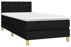 Κρεβάτι Boxspring με Στρώμα Μαύρο 90x190 εκ.Υφασμάτινο - Μαύρο